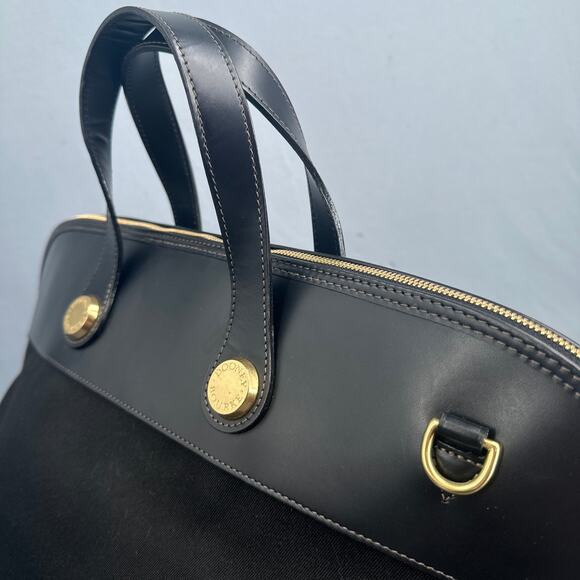 VTG Dooney & Bourke USA Black Leather Canvas Weekender Overnight Duffle No Strap - Picture 4 of 16